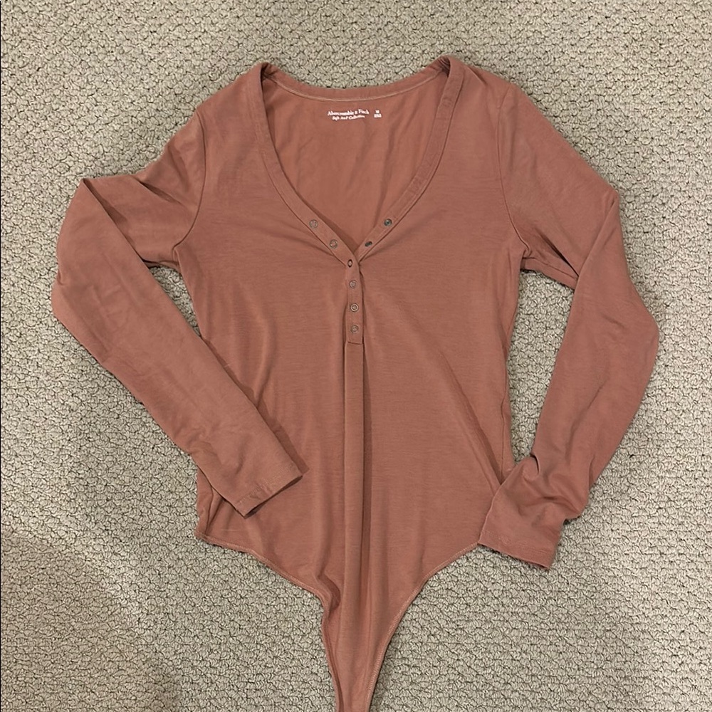 Abercrombie Women's Henley Bodysuit Long Sleeve Top